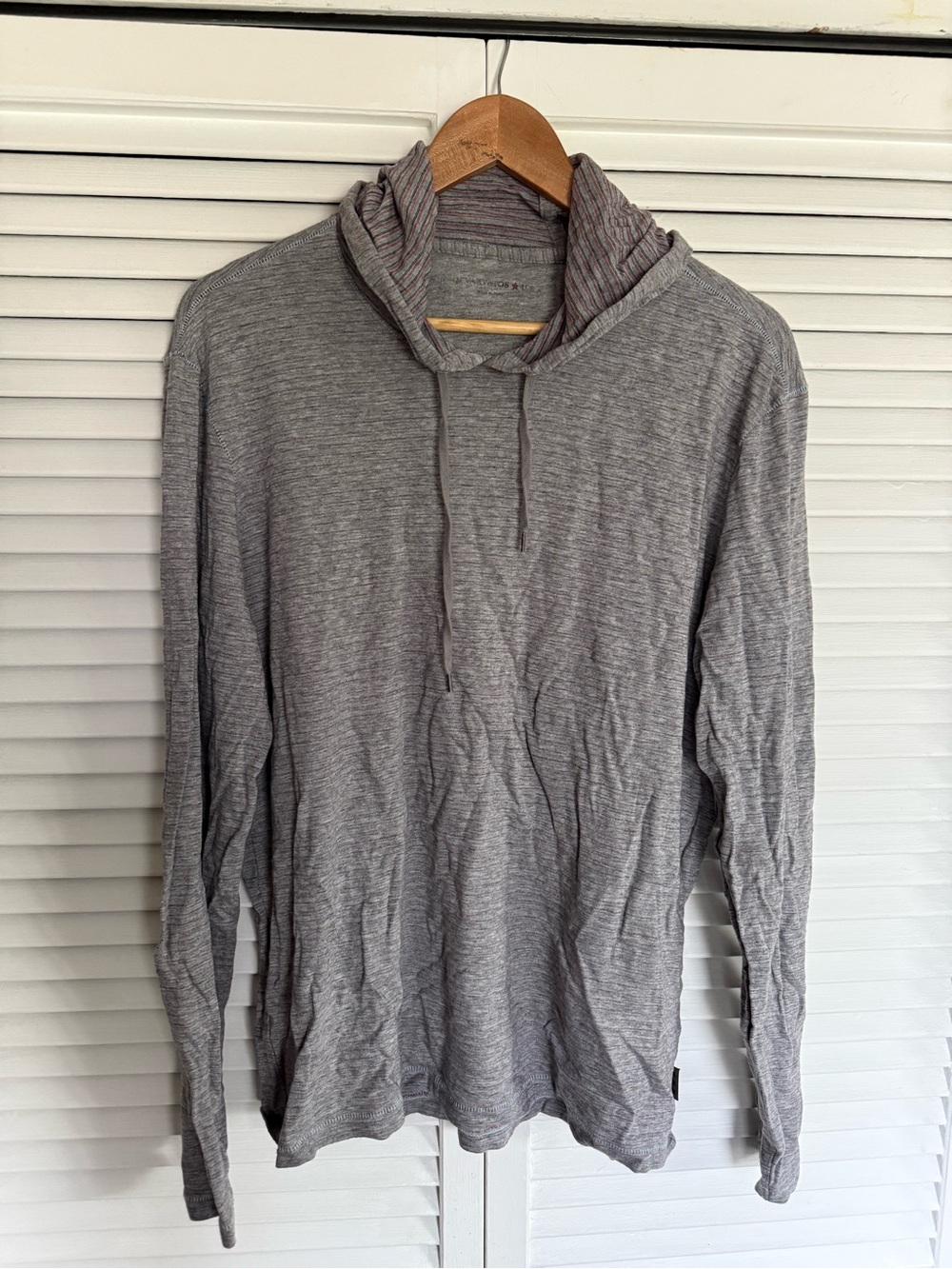 John Varvatos Heather Gray Lightweight Hooded Long Sleeve